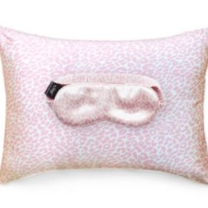 SOLD - SlipSilk Pink Snow Leopard Travel Pillow w/Case Eye & Sleep Mask New